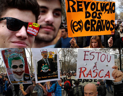 Na manifestação da "geração à rasca", Lisboa, 12 de Março de 2011