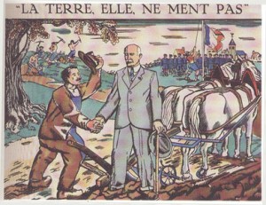 «A Terra Não Mente». Um camponês cumprimenta o marechal Pétain