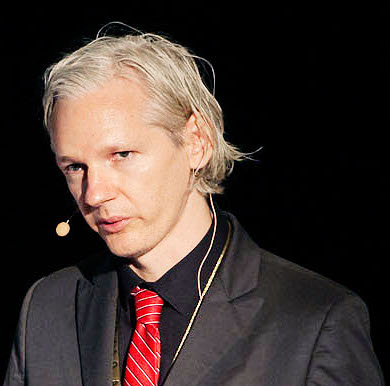 Julian Assange durante apresentação em Copenhagen