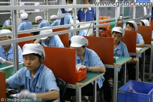 Rows of Electronics Workers
