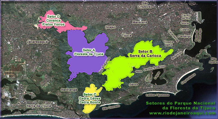 Figura 1: O Parque Nacional da Tijuca e seus "setores"