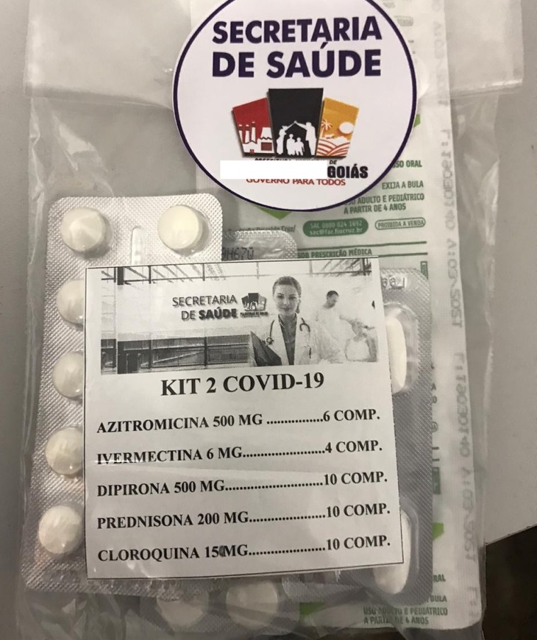 Kit covid que vem sendo distribuido em Goiás